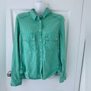 Wilfred Turquoise Sea Green Button Down Long Sleeve Shirt Top Extra Small XS